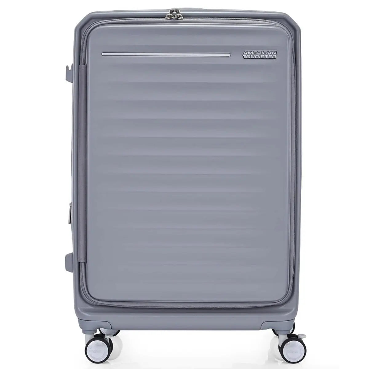 American Tourister Frontec 75 cm Expandable Front Opening Suitcase - Cool Grey