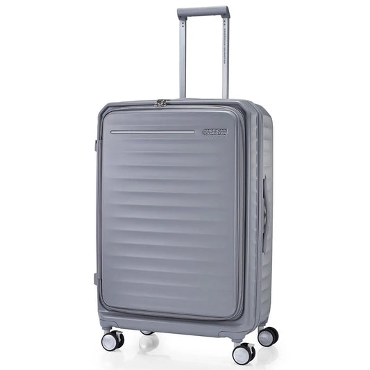 American Tourister Frontec 75 cm Expandable Front Opening Suitcase - Cool Grey