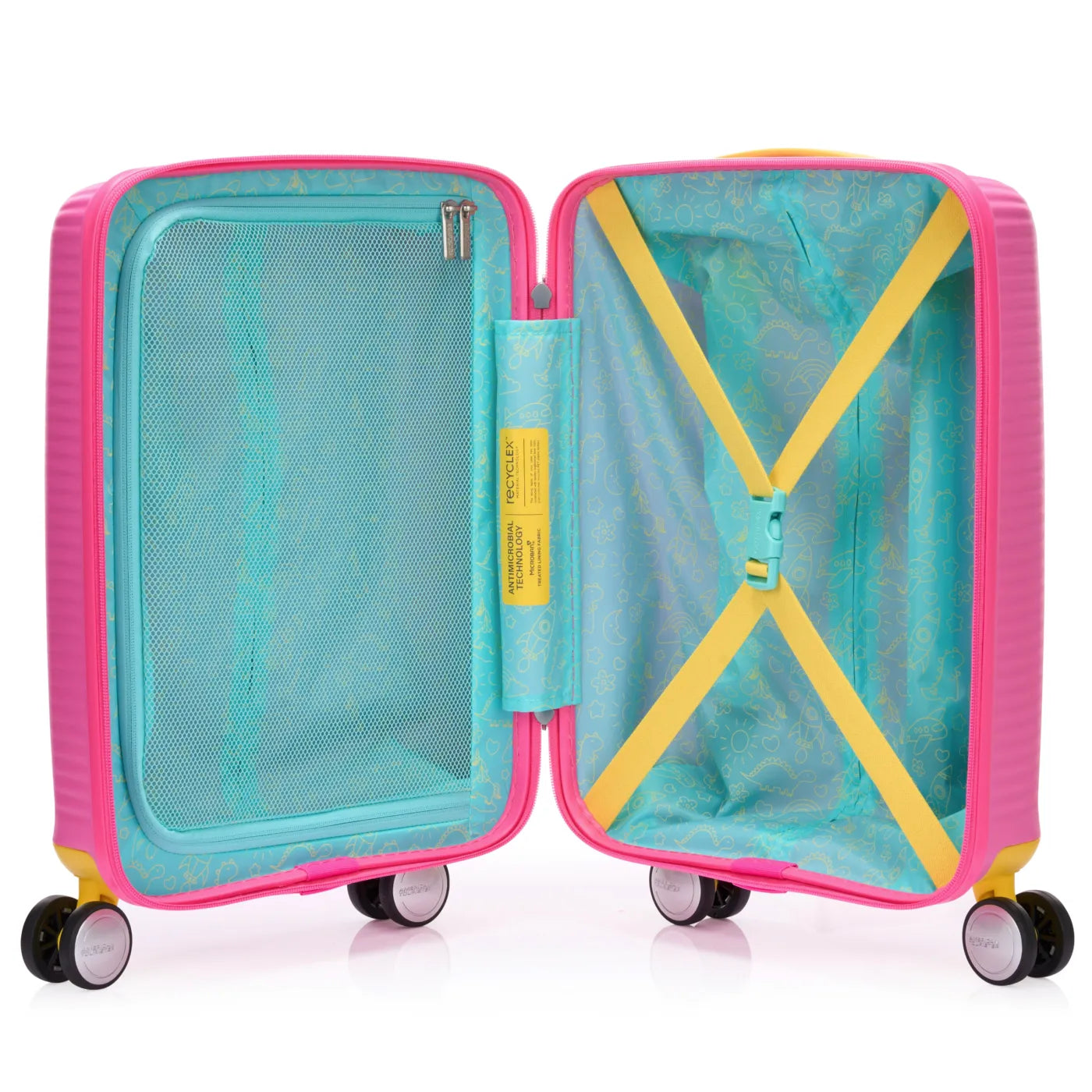 American Tourister Little Curio 47 cm Carry-On Kids Spinner Suitcase - Pink / Yellow