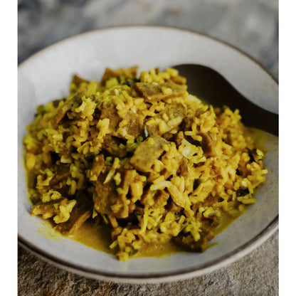 A filling classic Indian dish with aromatic rice, freeze-dried lamb, green peppers and corn.