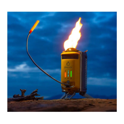 Create 3 watts of electricity from the heat of your fire and use it to charge devices in real-time or store for later use with on-board 3,200mAh battery