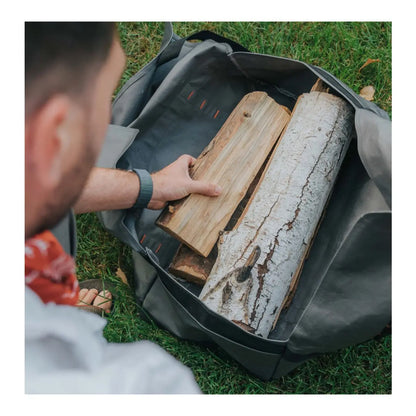 The bag also works as a firewood sling so you can have fuel at the ready