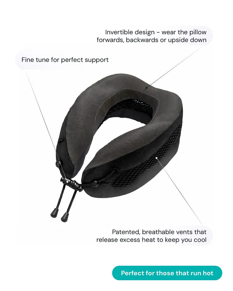 Cabeau Evolution Cool features: invertible design, fine tune toggle and patented cooling vents