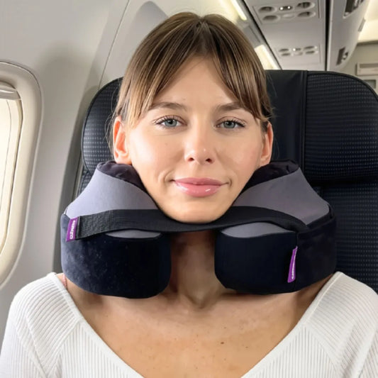 Cabeau The Neck's Evolution S3 - Memory Foam Neck Travel Pillow with Chin and Seat Strap - Grey