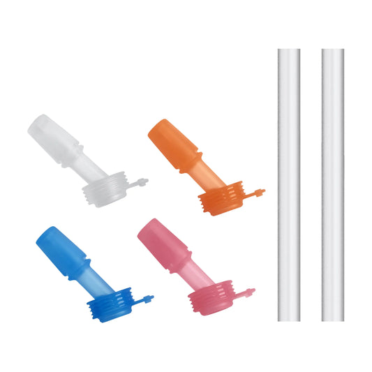 Eddy+ Kids Bottle Replacement Bite Valves - Multi-Coloured (4 Pack) and 2 x Straws 