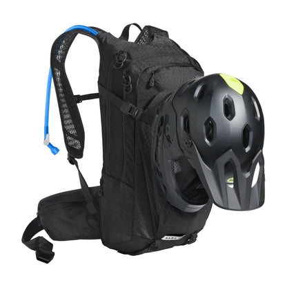 Helmet carry clips on each side of the pack