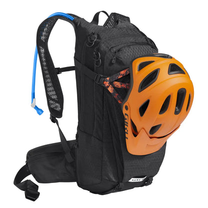 Helmet carry clips on each side of the pack