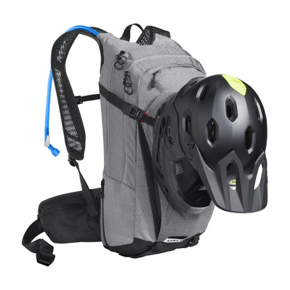 Helmet carry clips on each side of the pack