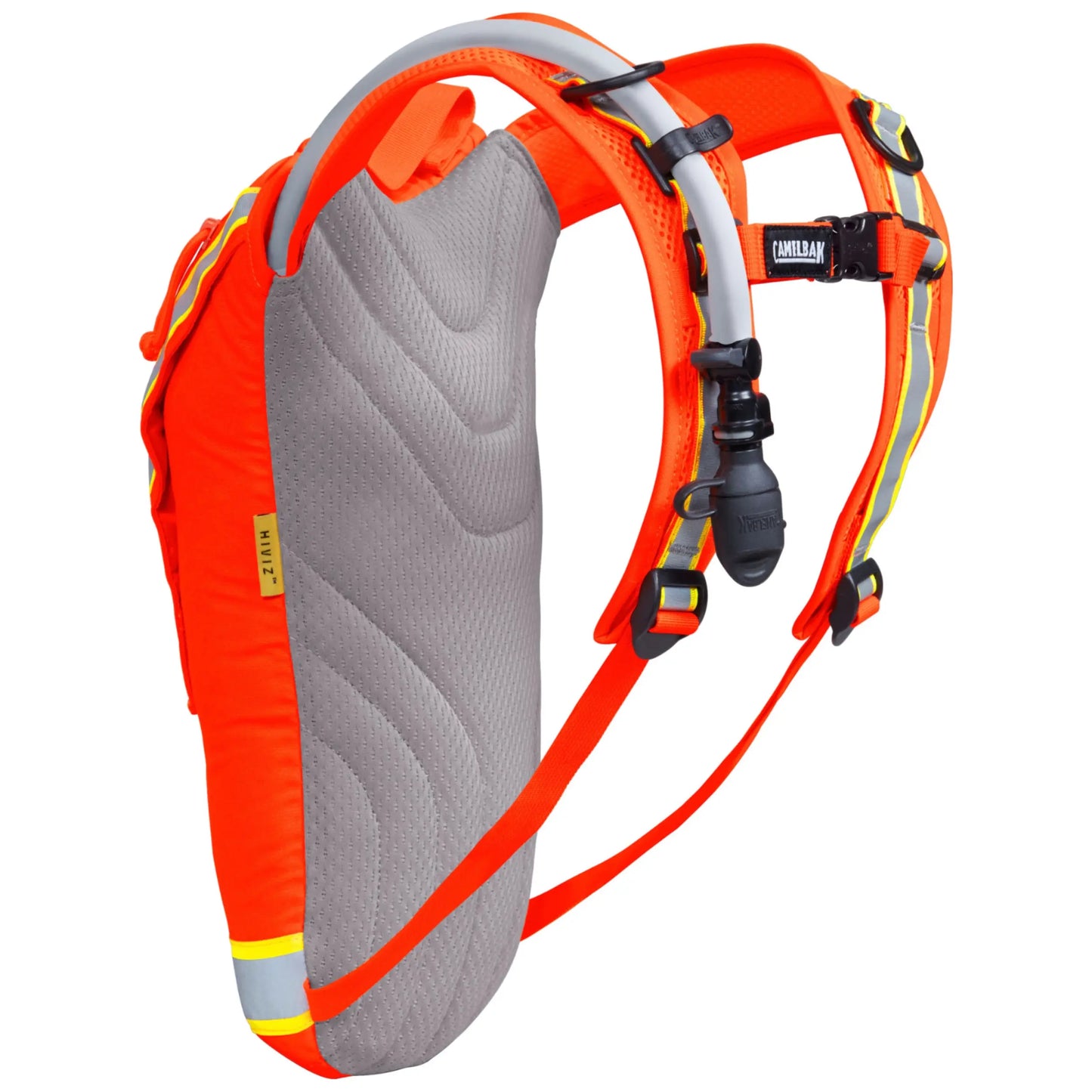 Reflective strips on pack and harness for low light visibility