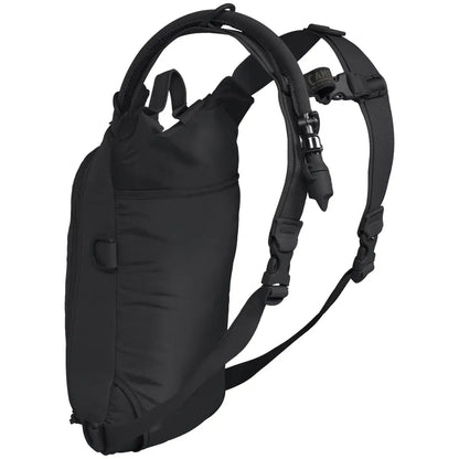 Quick-release shoulder straps unclip for easy removal and stow away inside built-in pocket