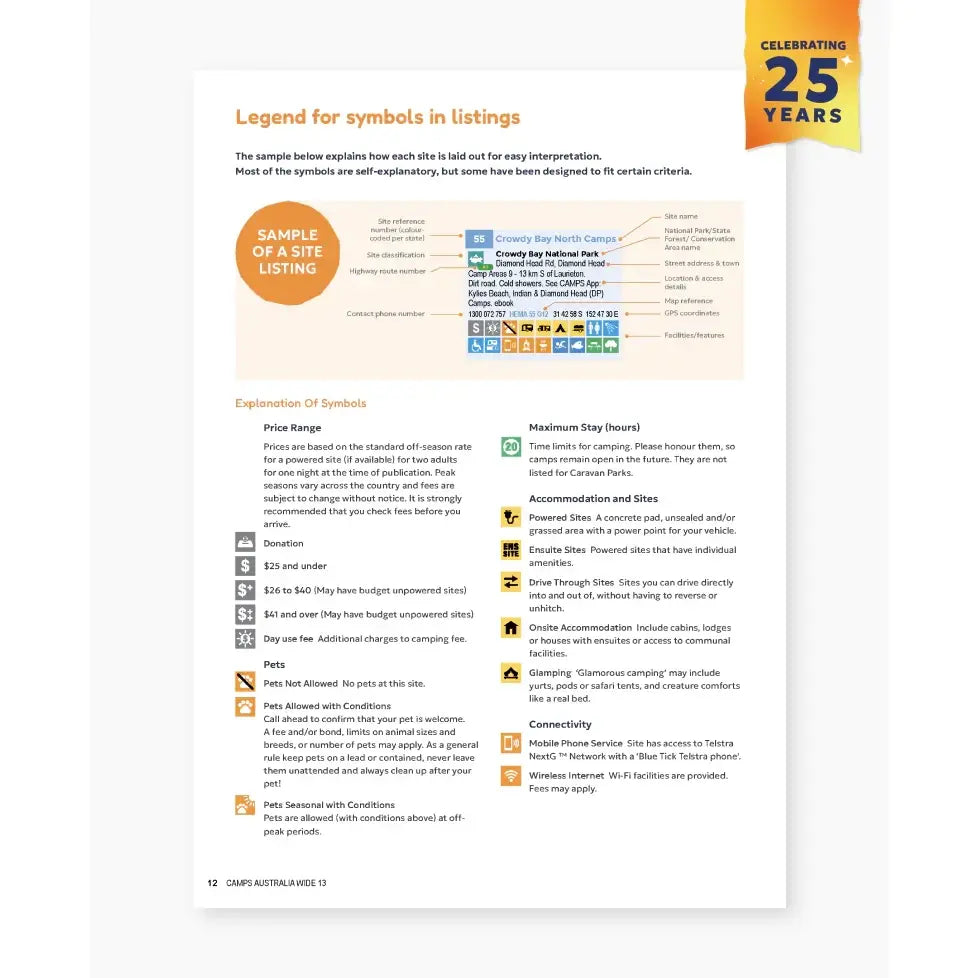 Camps Australia Wide 13 Book A4 Size 2025 Edition (No Photos)