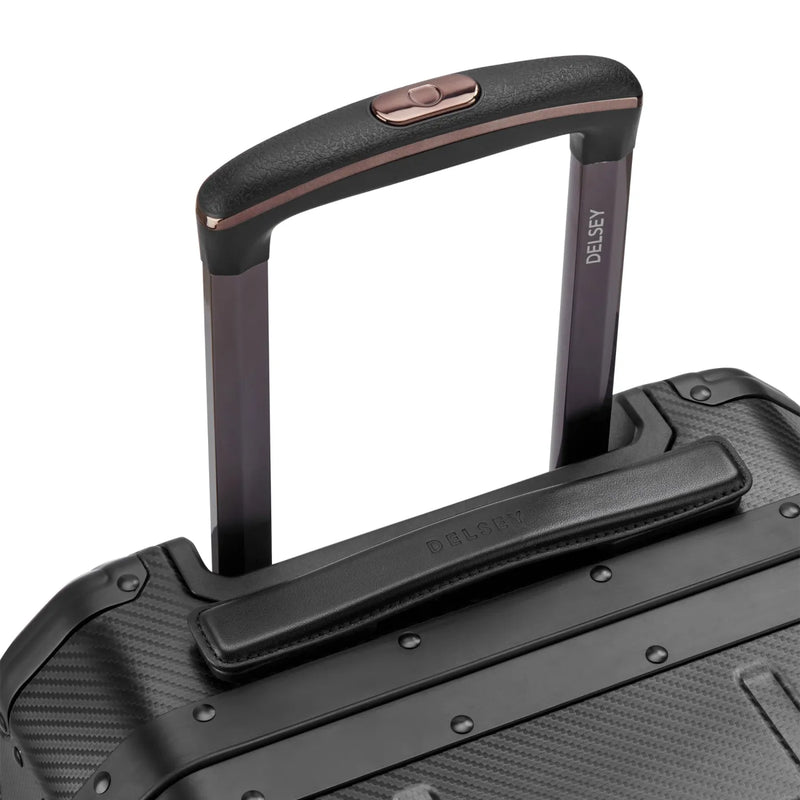 Delsey Alu’r 55 cm Aluminium Zipperless 4-Wheel Cabin Suitcase - Black