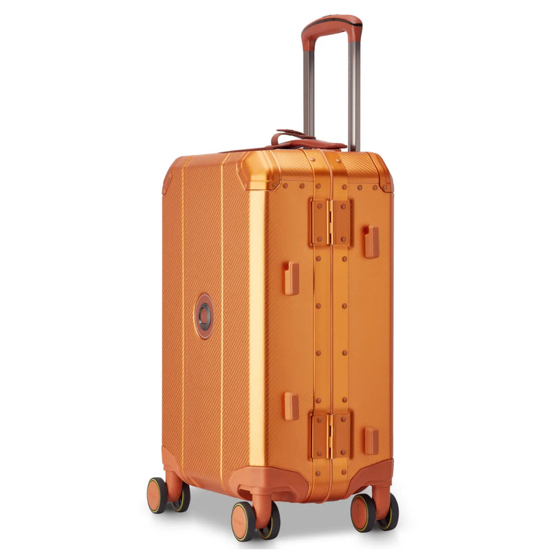 Delsey Alu’r 55 cm Aluminium Zipperless 4-Wheel Cabin Suitcase - Orange