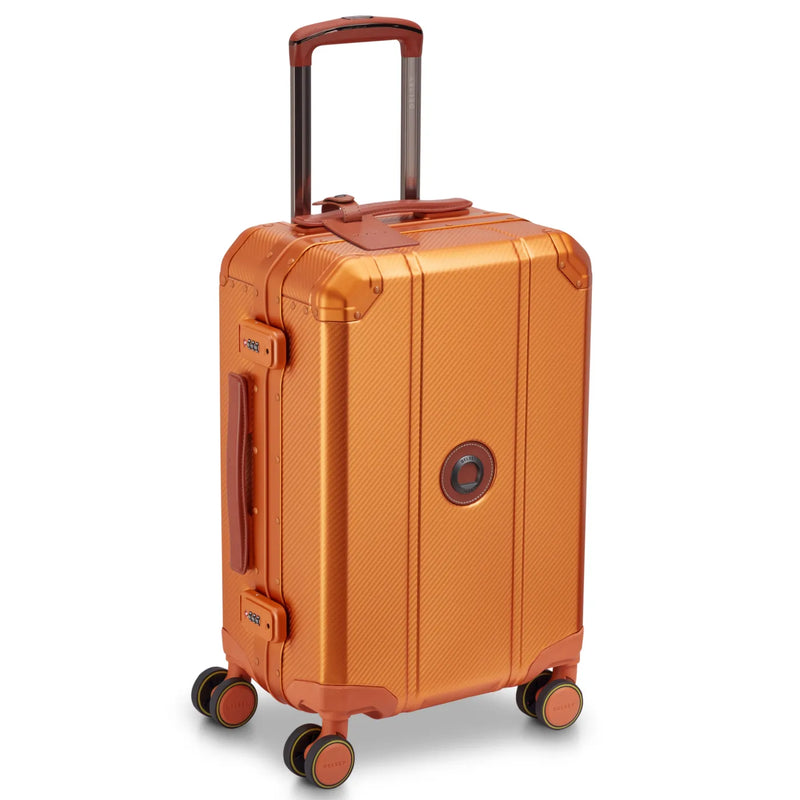 Delsey Alu’r 55 cm Aluminium Zipperless 4-Wheel Cabin Suitcase - Orange
