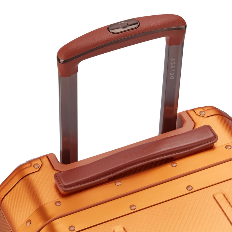 Delsey Alu’r 55 cm Aluminium Zipperless 4-Wheel Cabin Suitcase - Orange
