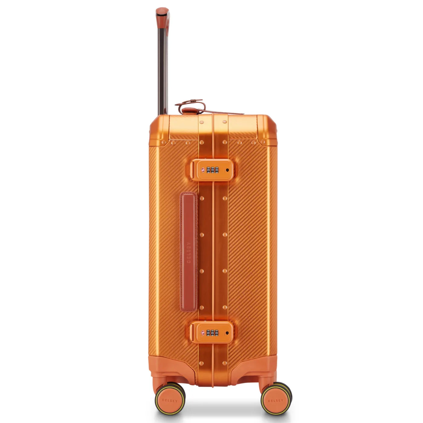 Delsey Alu’r 55 cm Aluminium Zipperless 4-Wheel Cabin Suitcase - Orange
