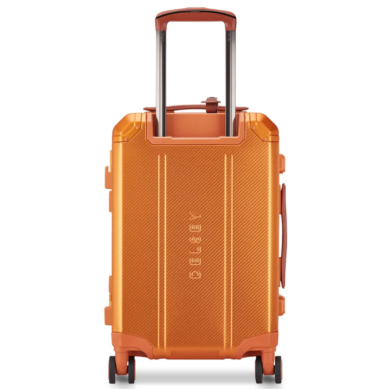 Delsey Alu’r 55 cm Aluminium Zipperless 4-Wheel Cabin Suitcase - Orange