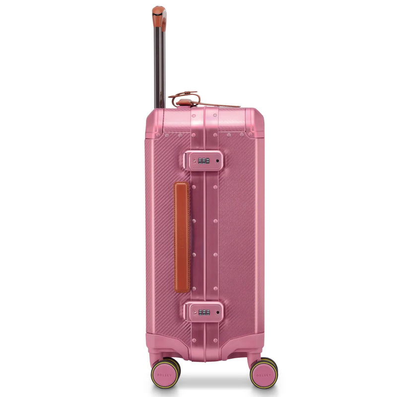 Delsey Alu’r 55 cm Aluminium Zipperless 4-Wheel Cabin Suitcase - Pink