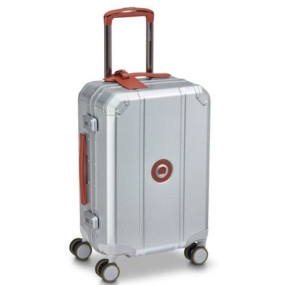 Delsey Alu’r 55 cm Aluminium Zipperless 4-Wheel Cabin Suitcase - Silver