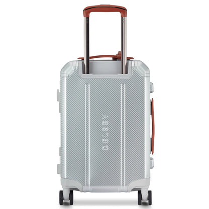 Delsey Alu’r 55 cm Aluminium Zipperless 4-Wheel Cabin Suitcase - Silver