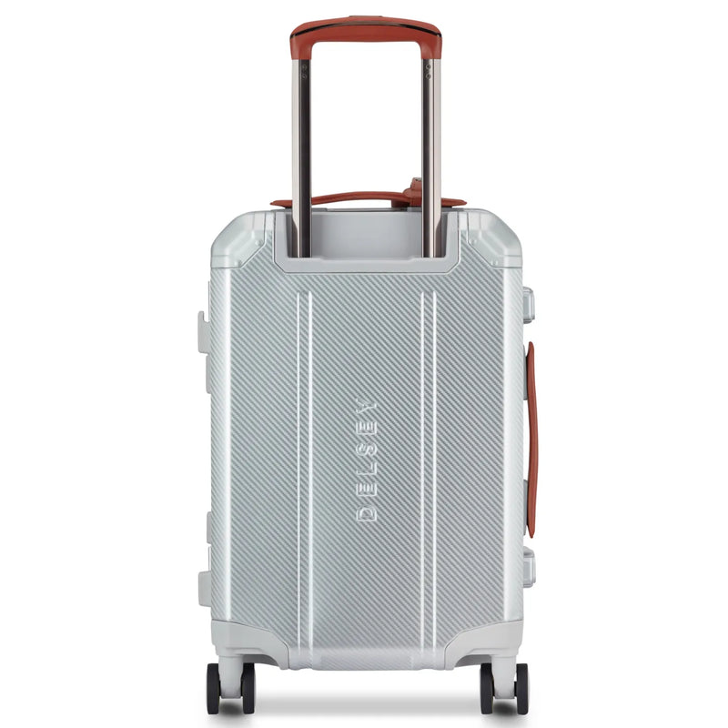 Delsey Alu’r 55 cm Aluminium Zipperless 4-Wheel Cabin Suitcase - Silver