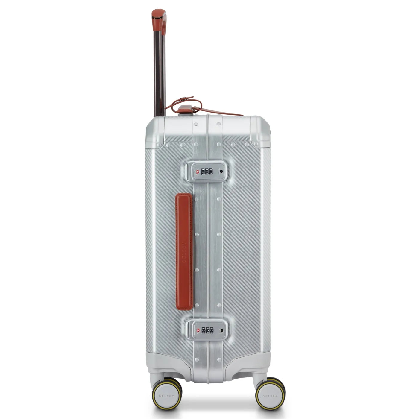 Delsey Alu’r 55 cm Aluminium Zipperless 4-Wheel Cabin Suitcase - Silver