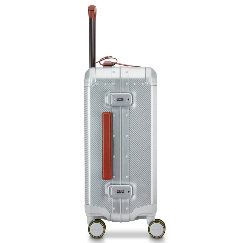 Delsey Alu’r 55 cm Aluminium Zipperless 4-Wheel Cabin Suitcase - Silver