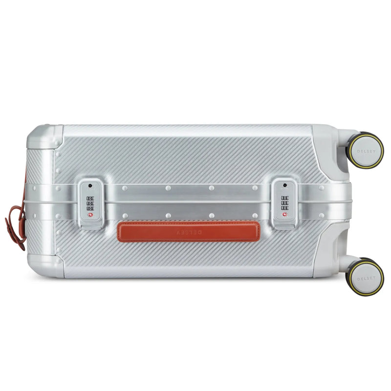 Delsey Alu’r 55 cm Aluminium Zipperless 4-Wheel Cabin Suitcase - Silver
