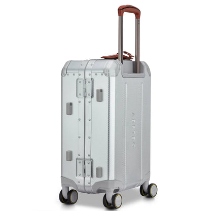 Delsey Alu’r 55 cm Aluminium Zipperless 4-Wheel Cabin Suitcase - Silver