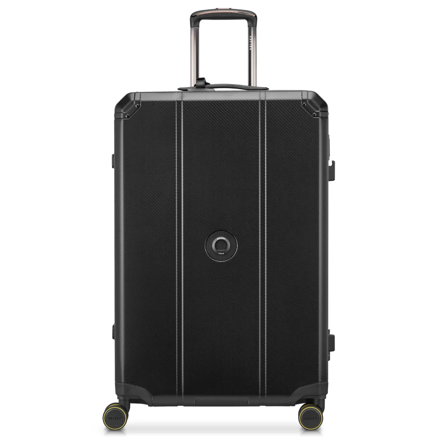 Delsey Alu'r 76 cm Aluminium Zipperless 4-Wheel Suitcase - Black