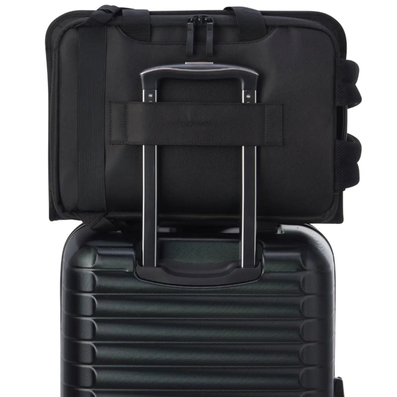 Luggage sleeve on the rear of the bag (luggage not included)