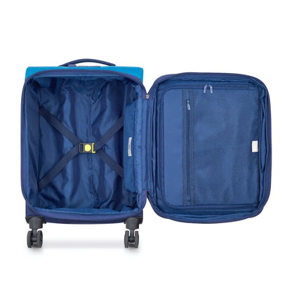 Lined compartment with zippered pockets