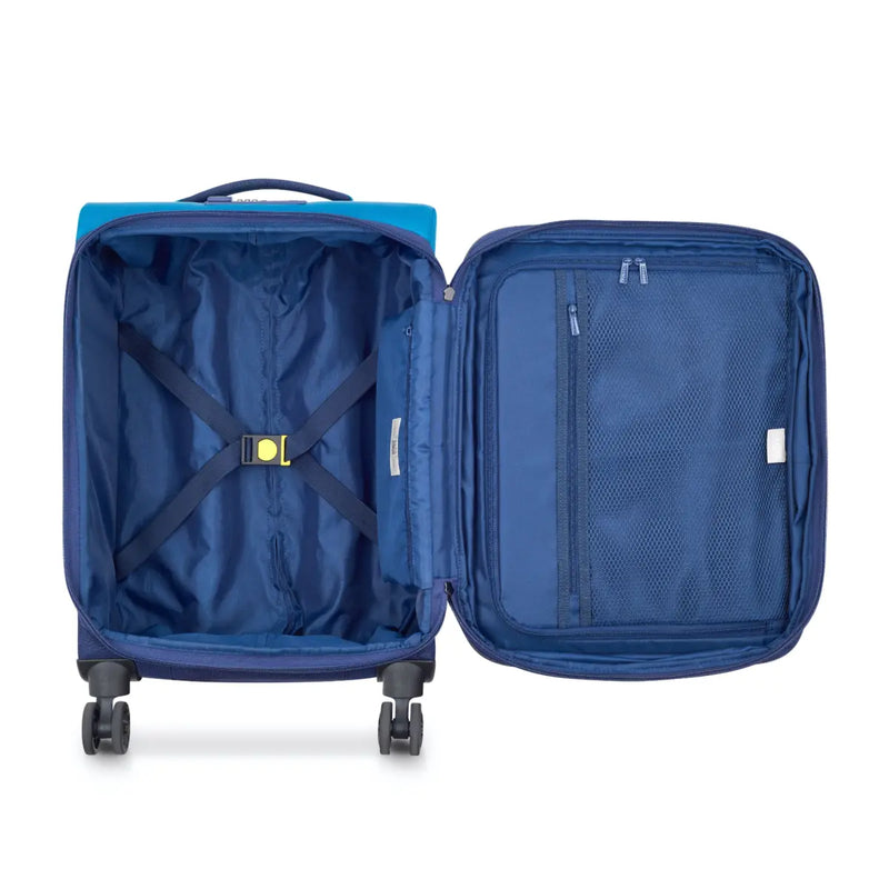 Lined compartment with zippered pockets