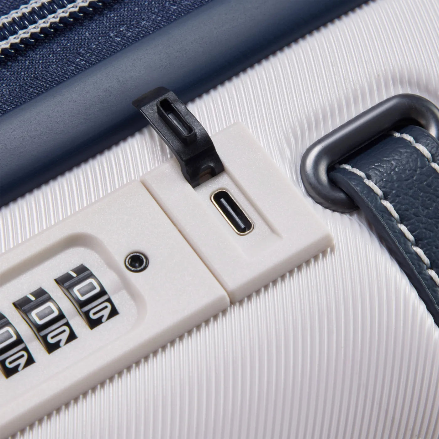 Delsey Cadence 55 cm 4-Wheel Expandable Cabin Suitcase - Ivory / Navy