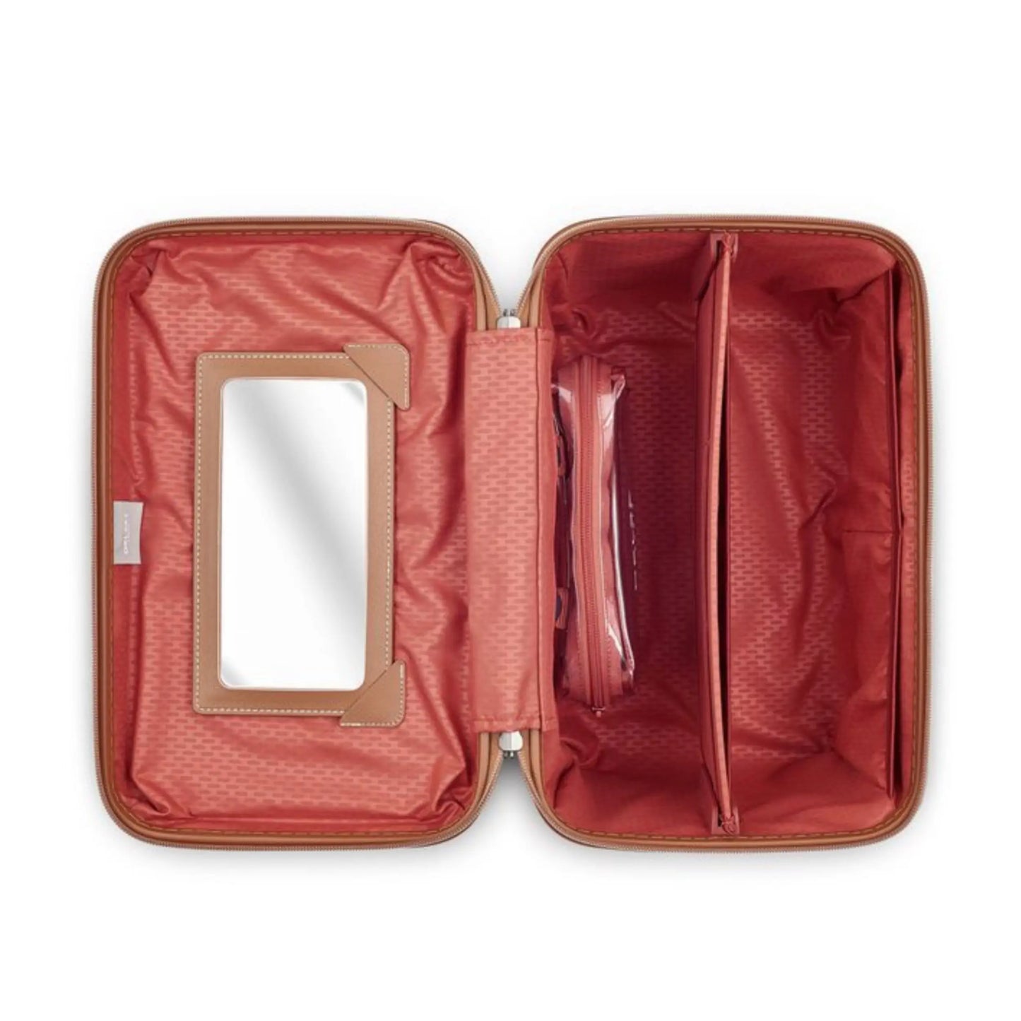 Fully lined interior with removable 1L clear pouch and a mirror