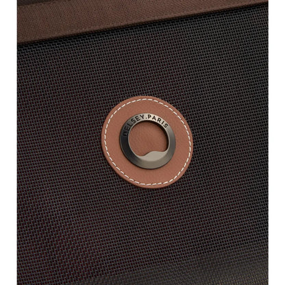 Durable, eco-friendly chevron pattern fabric made with recycled water bottles and vegan leather-trim