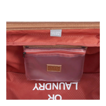 Removable clear pouch for toiletries