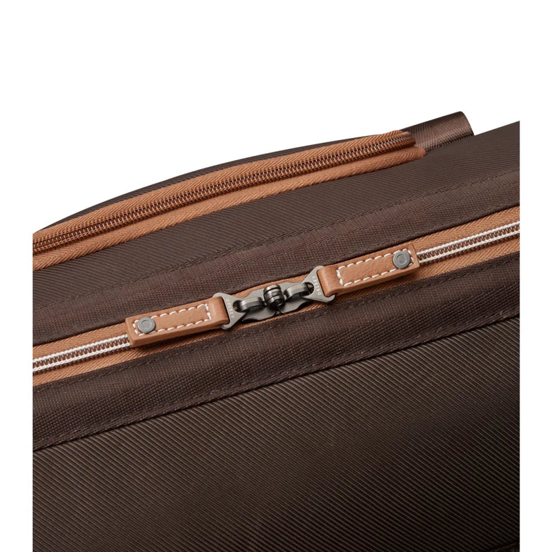 Durable, eco-friendly chevron pattern fabric made with recycled water bottles and vegan leather-trim