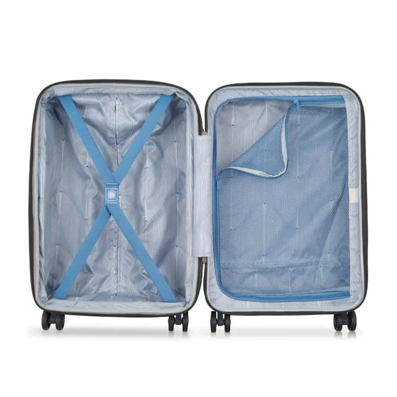 Compression straps and zippered divider pad