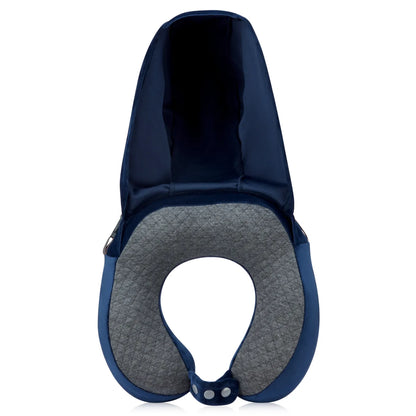 Delsey Memory Foam Neck Pillow With Hoody - Navy Blue
