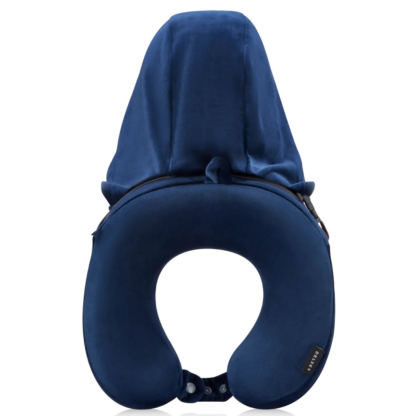 Delsey Memory Foam Neck Pillow With Hoody - Navy Blue