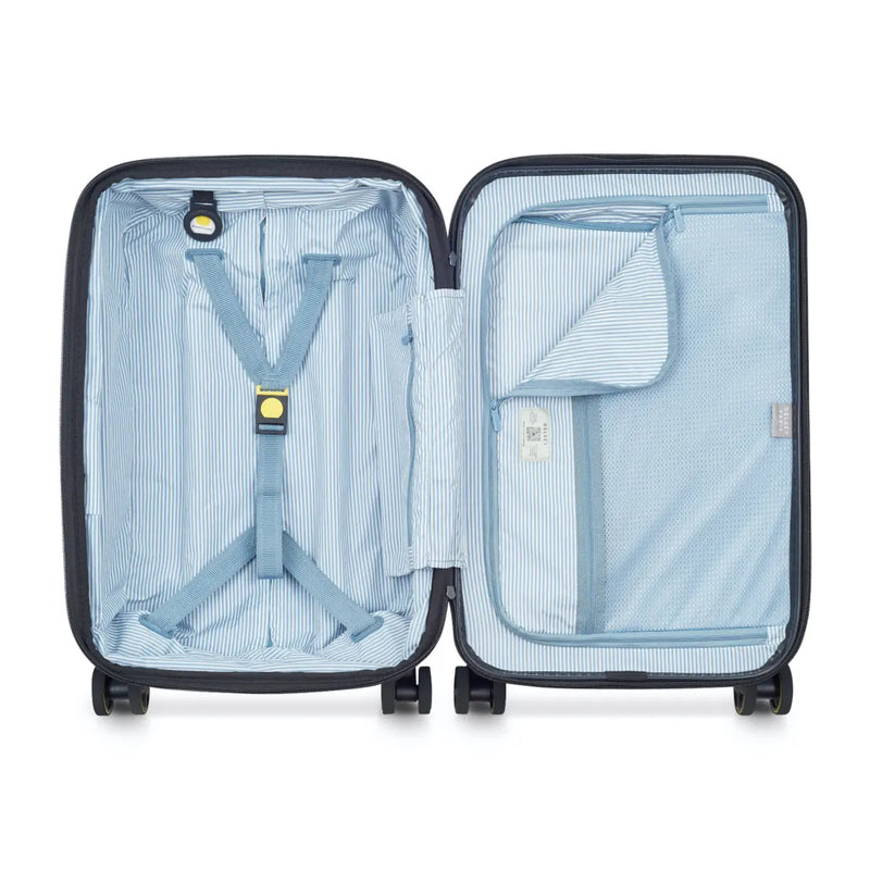 Compression straps and zippered divider pad