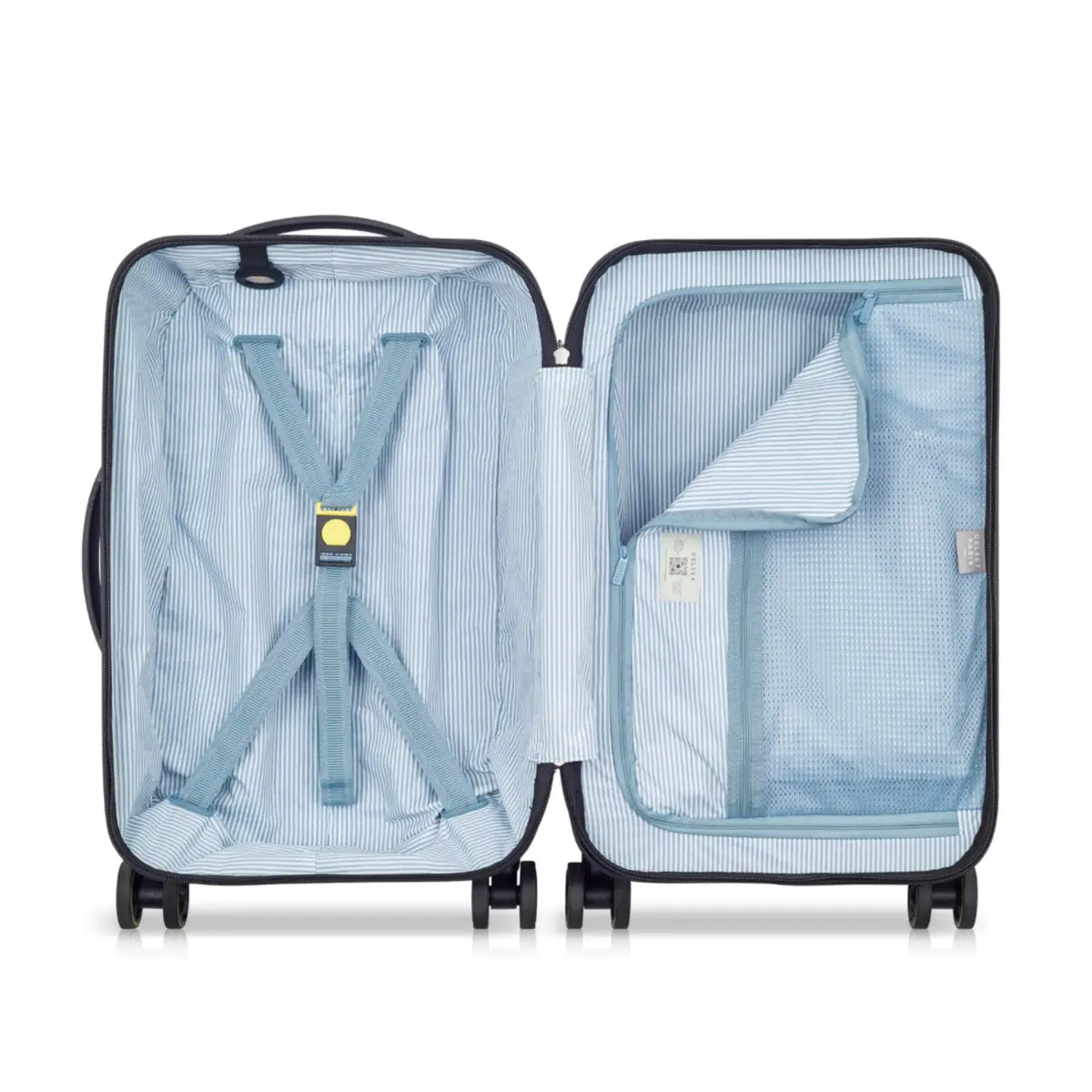 Compression straps and zippered divider pad