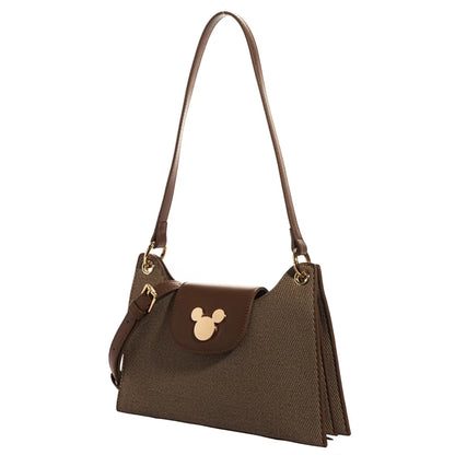 Disney Mickey Canvas Satchel Handbag - Brown