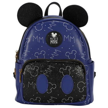 Disney Mickey Deluxe Mini Backpack with Ears - Black / Blue