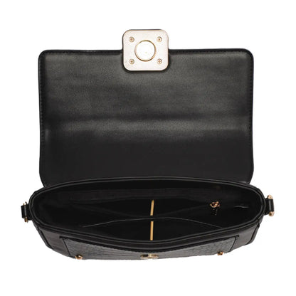 Disney Mickey Faux Crocodile Skin Shoulder Bag - Black