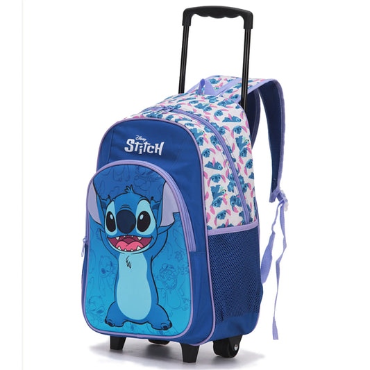 Disney Stitch Kids 17" Wheeled Backpack with 3D Front Panel - Purple