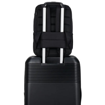 Luggage sleeve on back (Luggage sold separately)