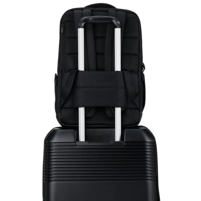 Luggage sleeve on back (Luggage sold separately)