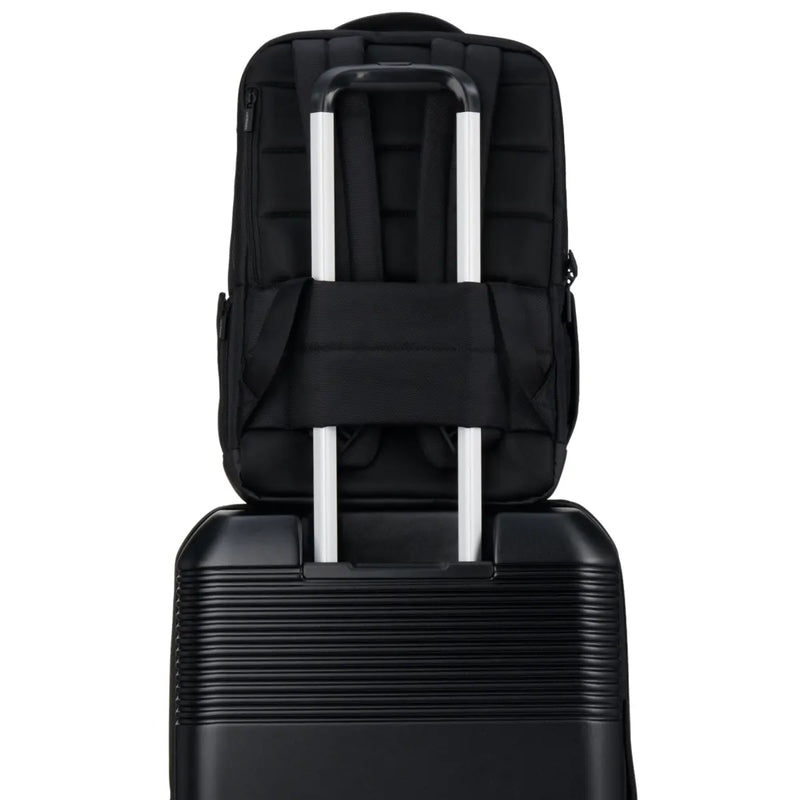 Luggage sleeve on back (Luggage sold separately)